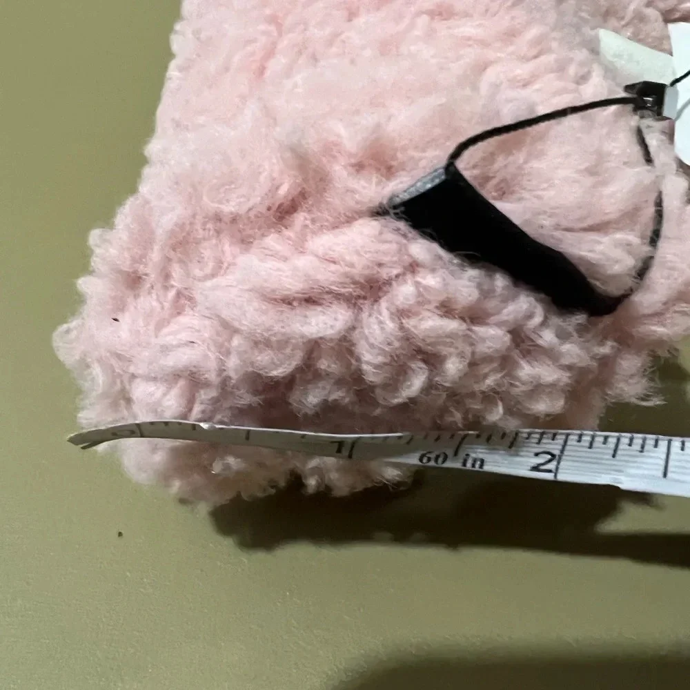Urlazh bunny rabbit faux fur pink pencil cosmetic makeup case bag clutch
